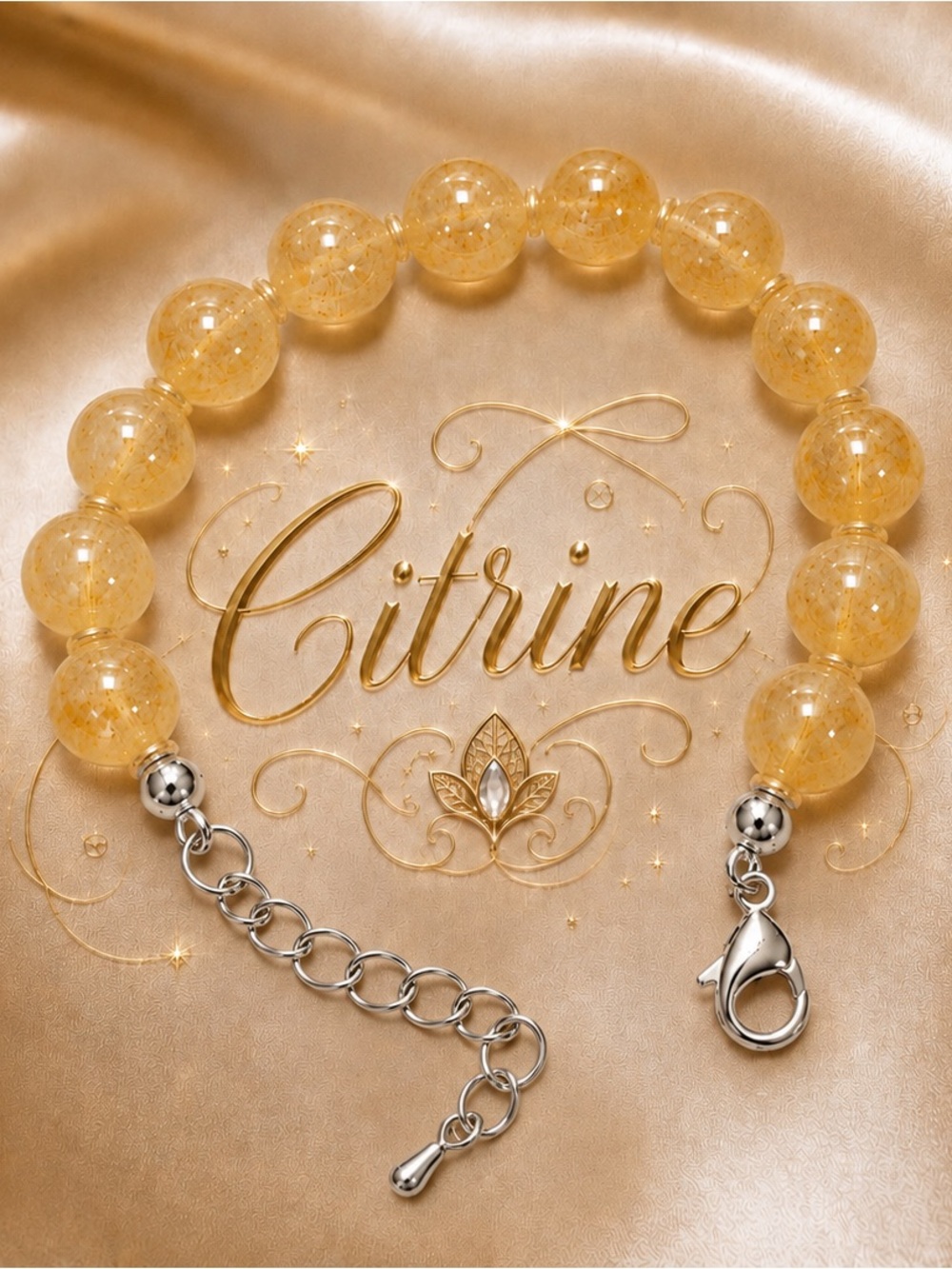 🆕😍🍁Citrine Beaded Hand Knotted Bracelet with Silver Clasp